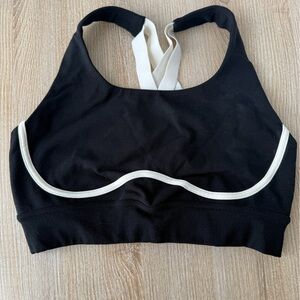 Fabletics Black Sports Bra with Cream Accents